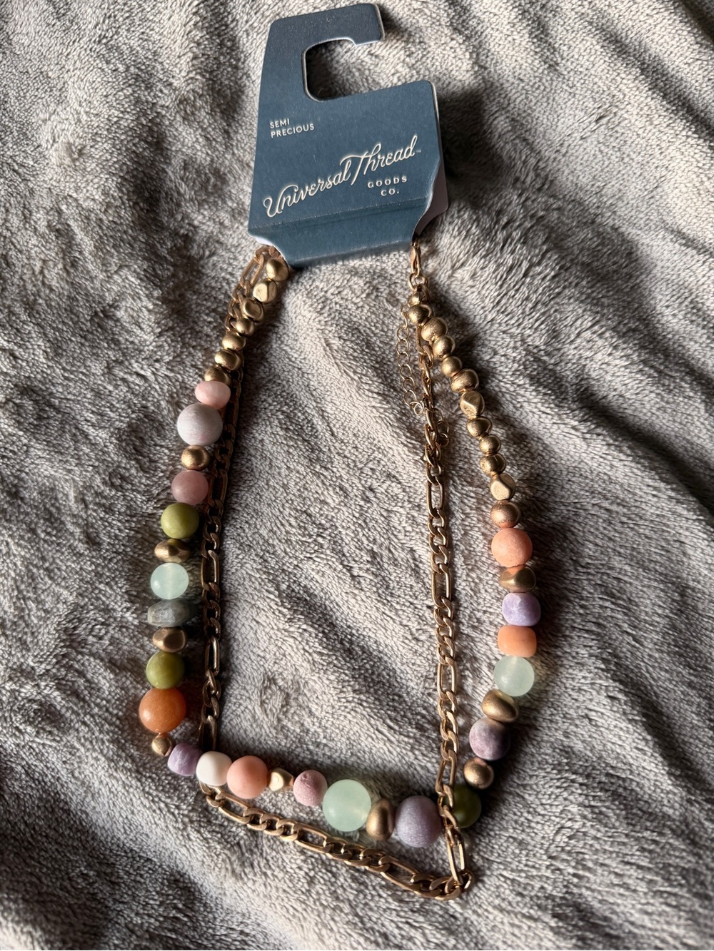 Universal Thread Pastel Beaded Necklace with Gold-Tone Chains